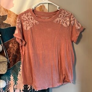 Lucky Brand Pink Embellished Short Sleeve Tee